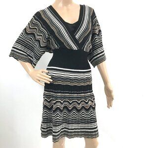 Jessica Howard Dolman Sleeve V-Neck Striped Knit Dress Size S